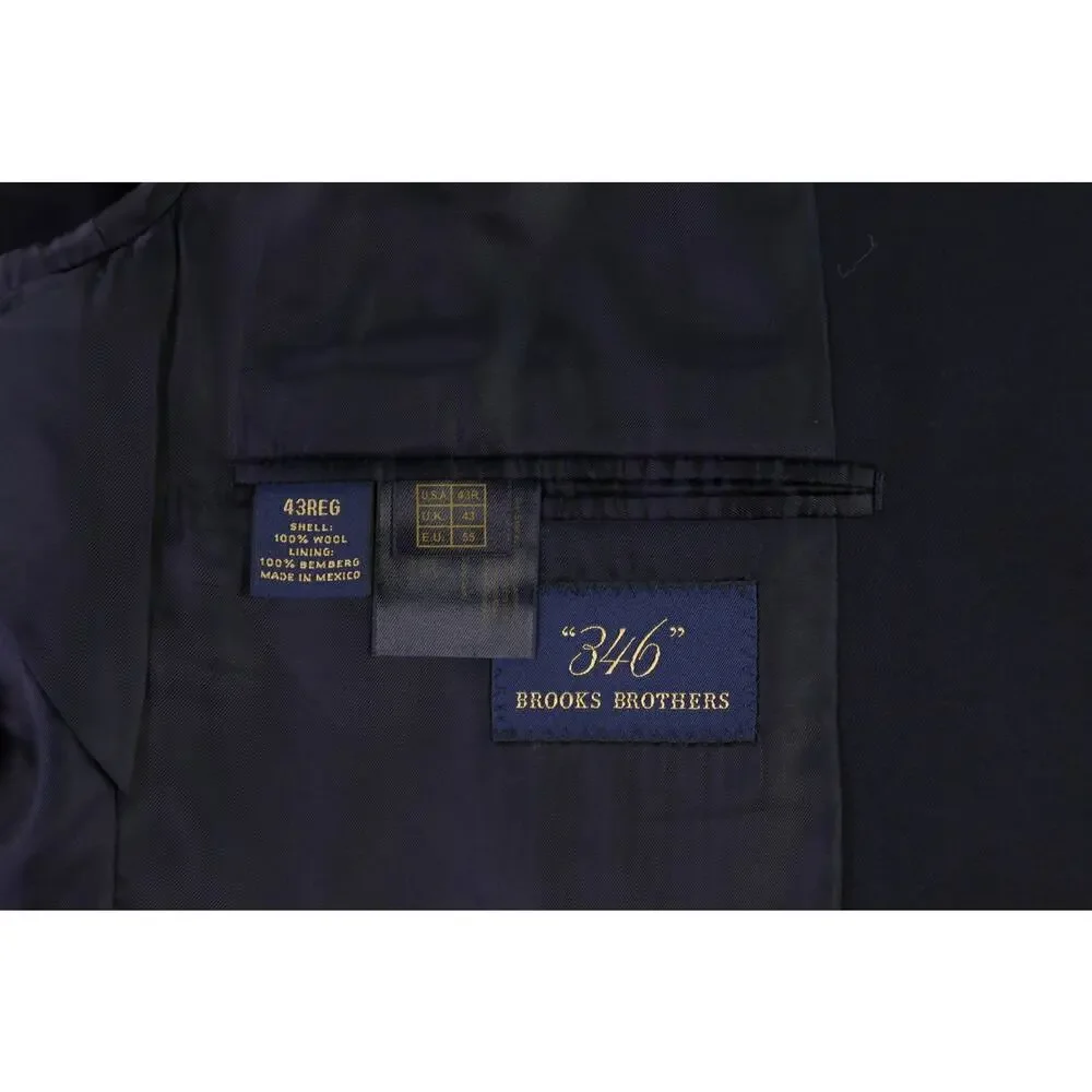 Brooks Brothers Navy Blue Gold Metal Buttons 2-Btn Wool Blazer Jacket 43R 42R